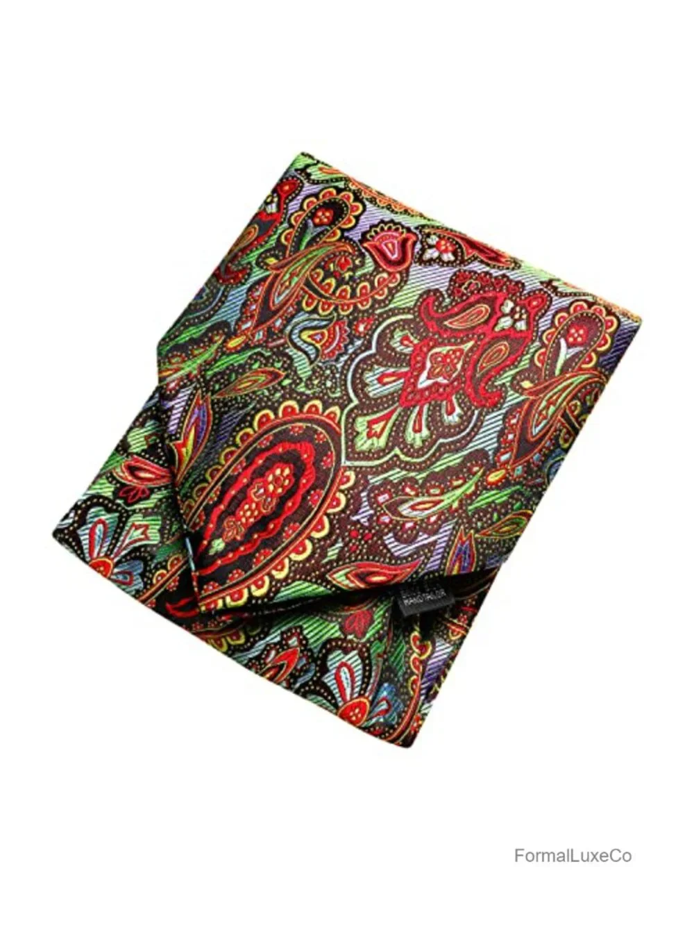Men's Paisley Floral Silk Ascot Cravat with Pocket Square and Cufflinks Set -